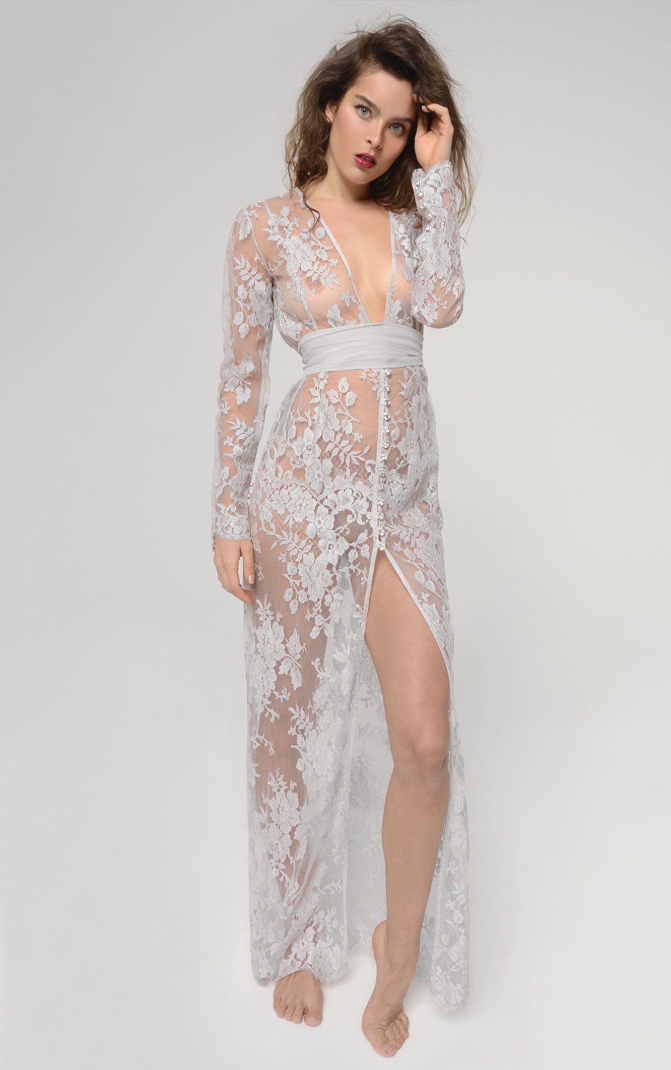 Bambinella I Love You Grey Long Robe