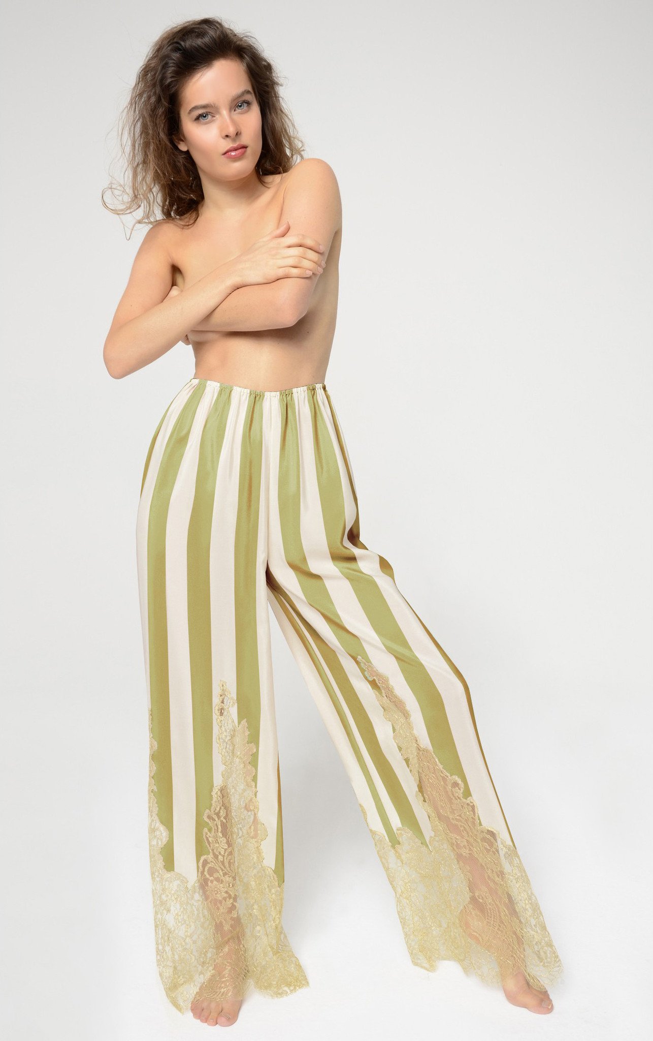 Amori Inconsapevoli Green Striped Trousers