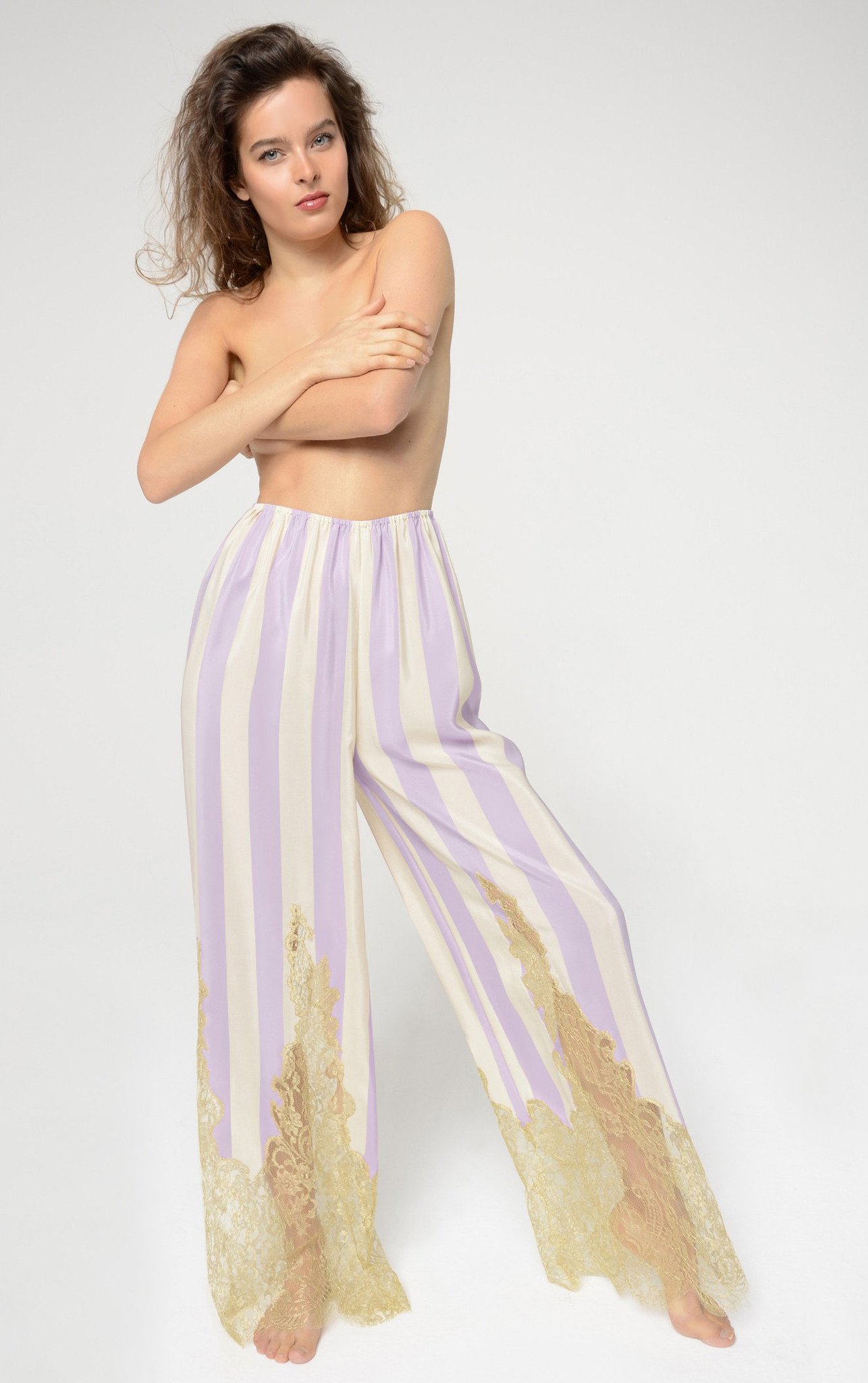 Amori Inconsapevoli Lilac Striped Trousers