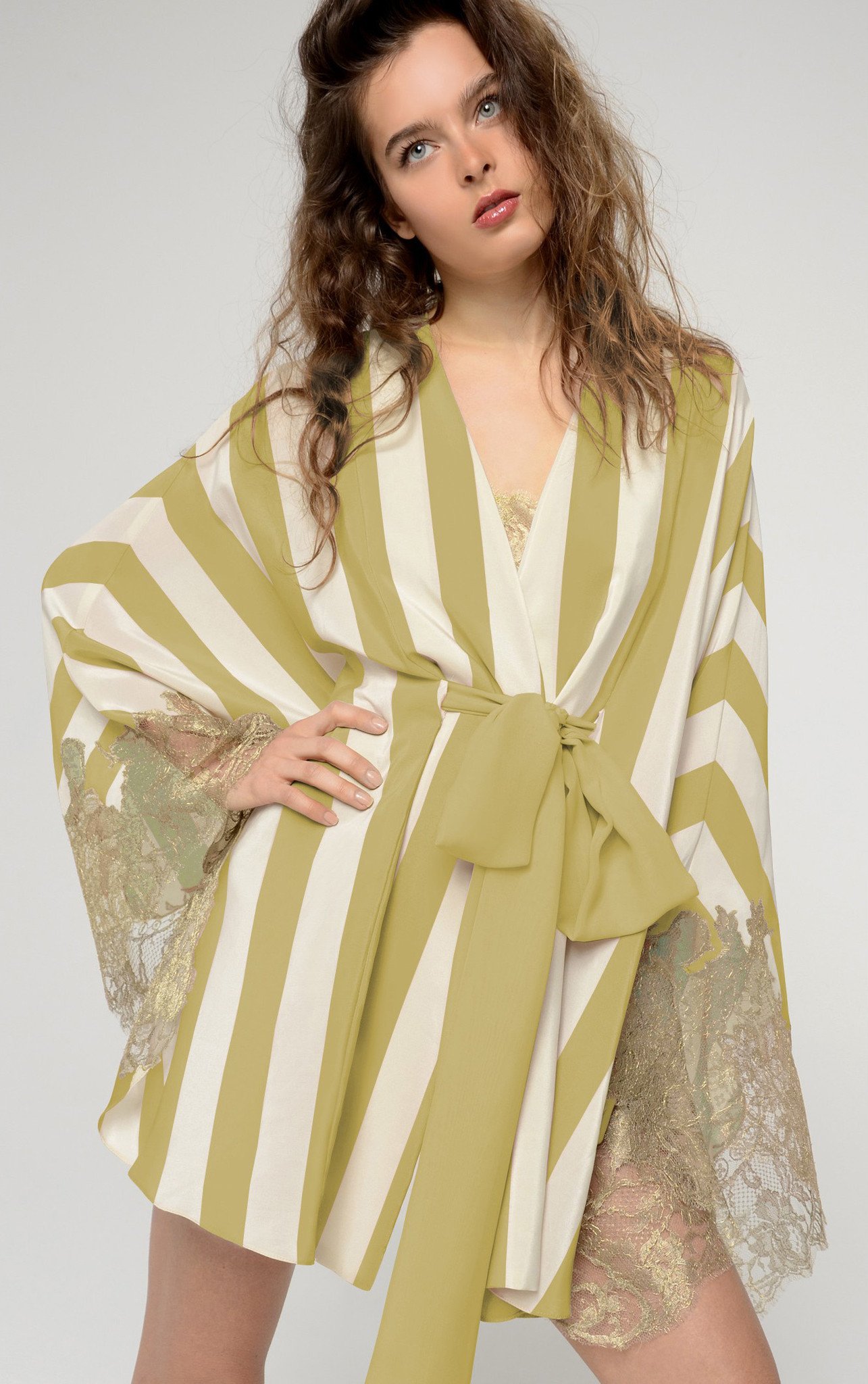 Amori Inconsapevoli Green Striped Kimono